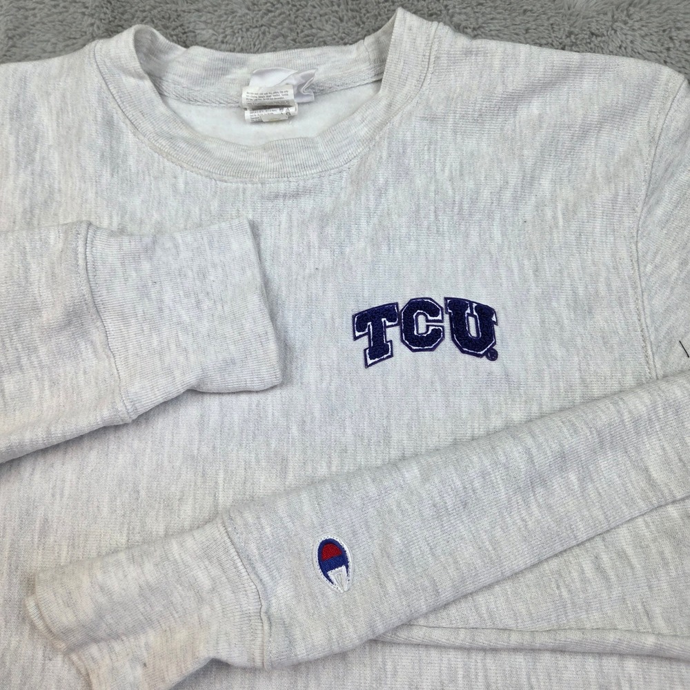 Champion Reverse Weave Sweatshirt Womens S TCU Cropped Raw Hem Heather Gray 80ch